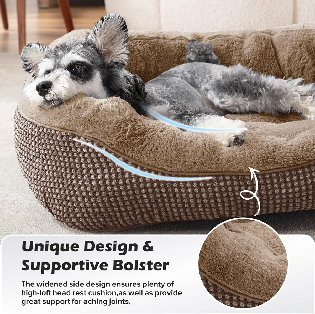 INVENHO Small Dog Bed Washable Orthopedic Calming Warming Durable Pet Bed with Anti-Slip Bottom