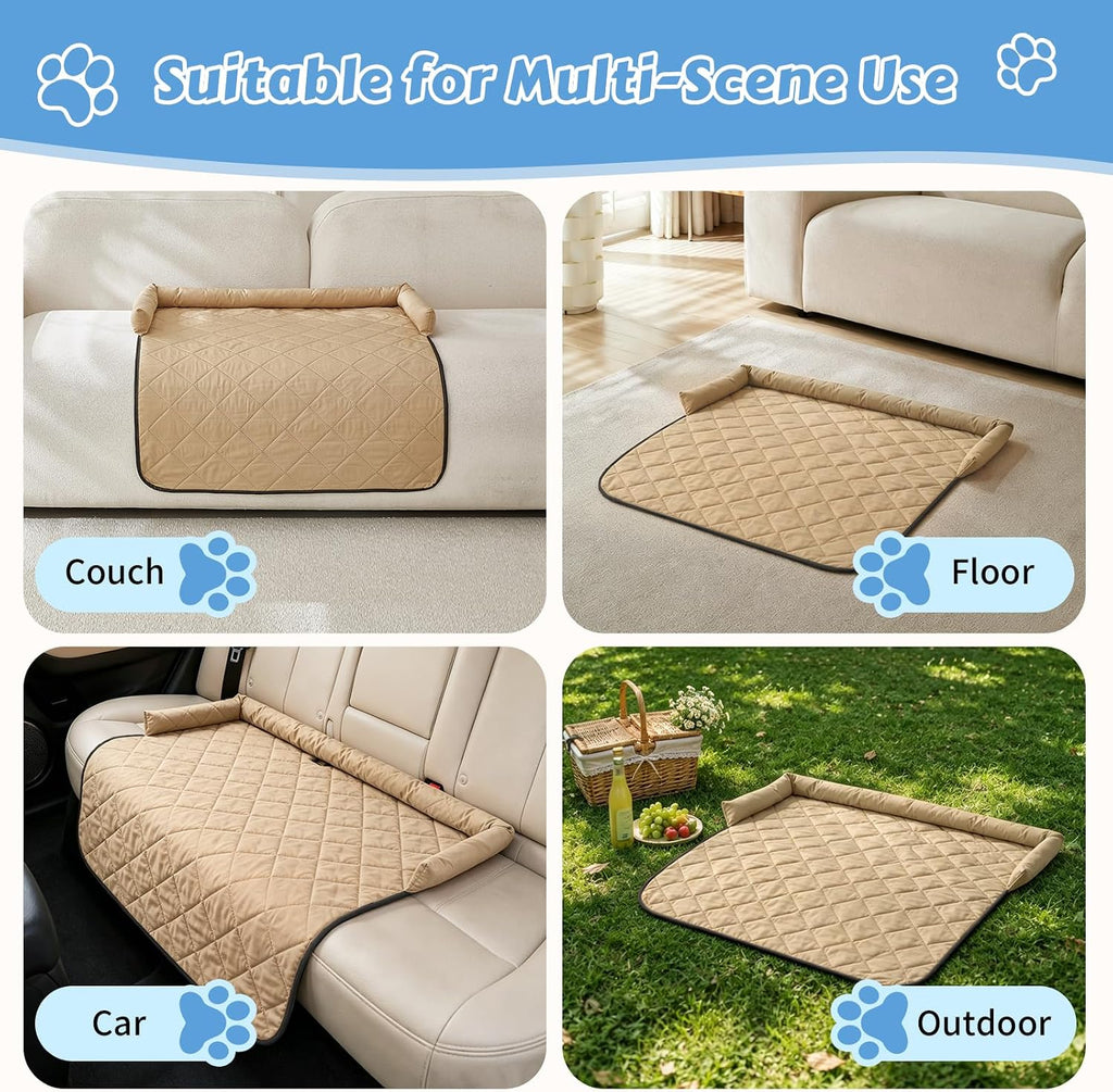 Cooling Dog Bed Mats with Neck & Head Support, 35.43 x31.5 inch Khaki