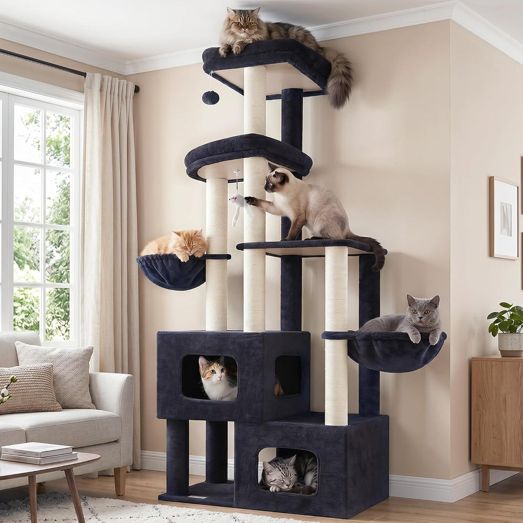 Gitelsnour 71'' Heavy Duty Cat Tree Tower with 2 Large Cat Condo, GCT801G