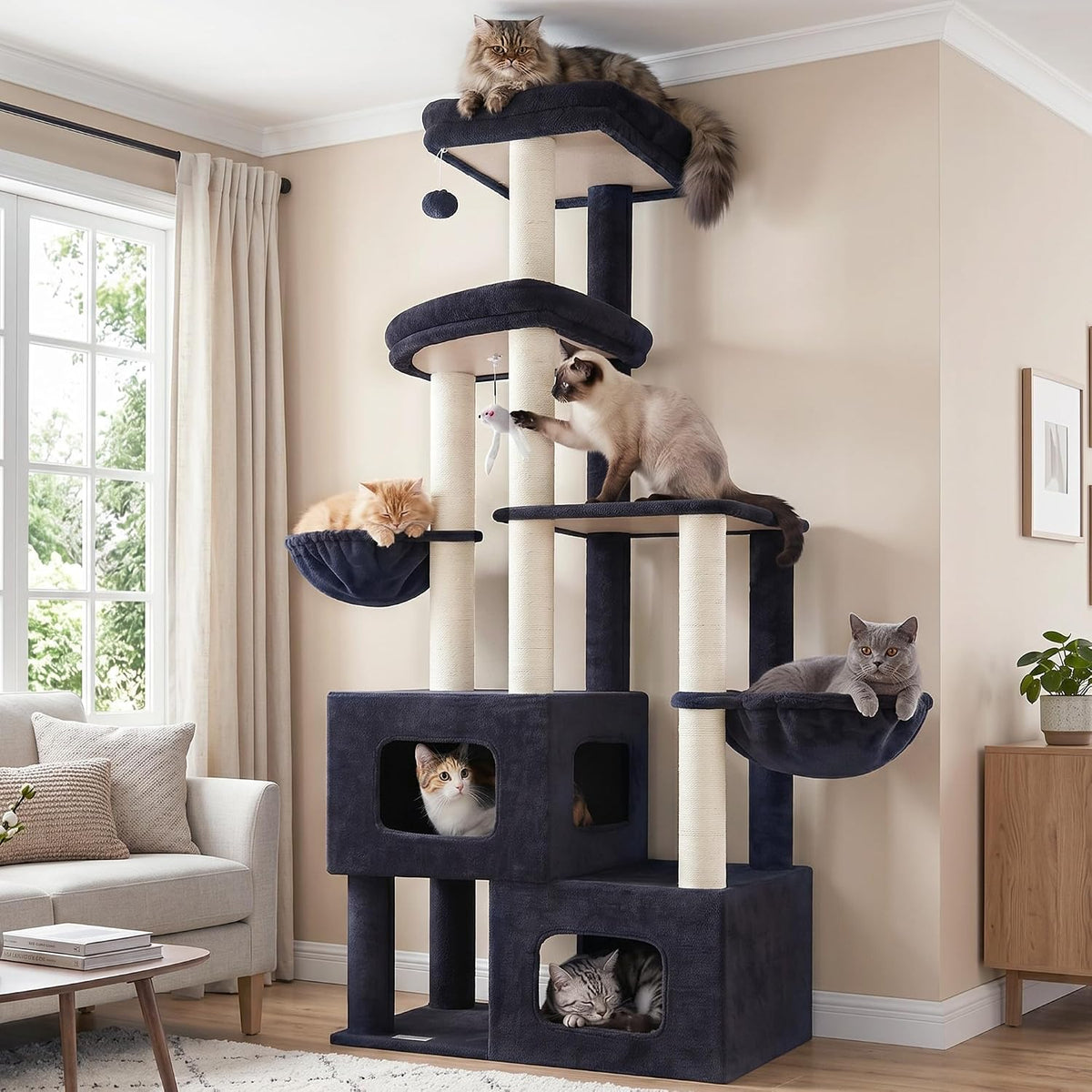 Gitelsnour 71'' Heavy Duty Cat Tree Tower with 2 Large Cat Condo, GCT801G