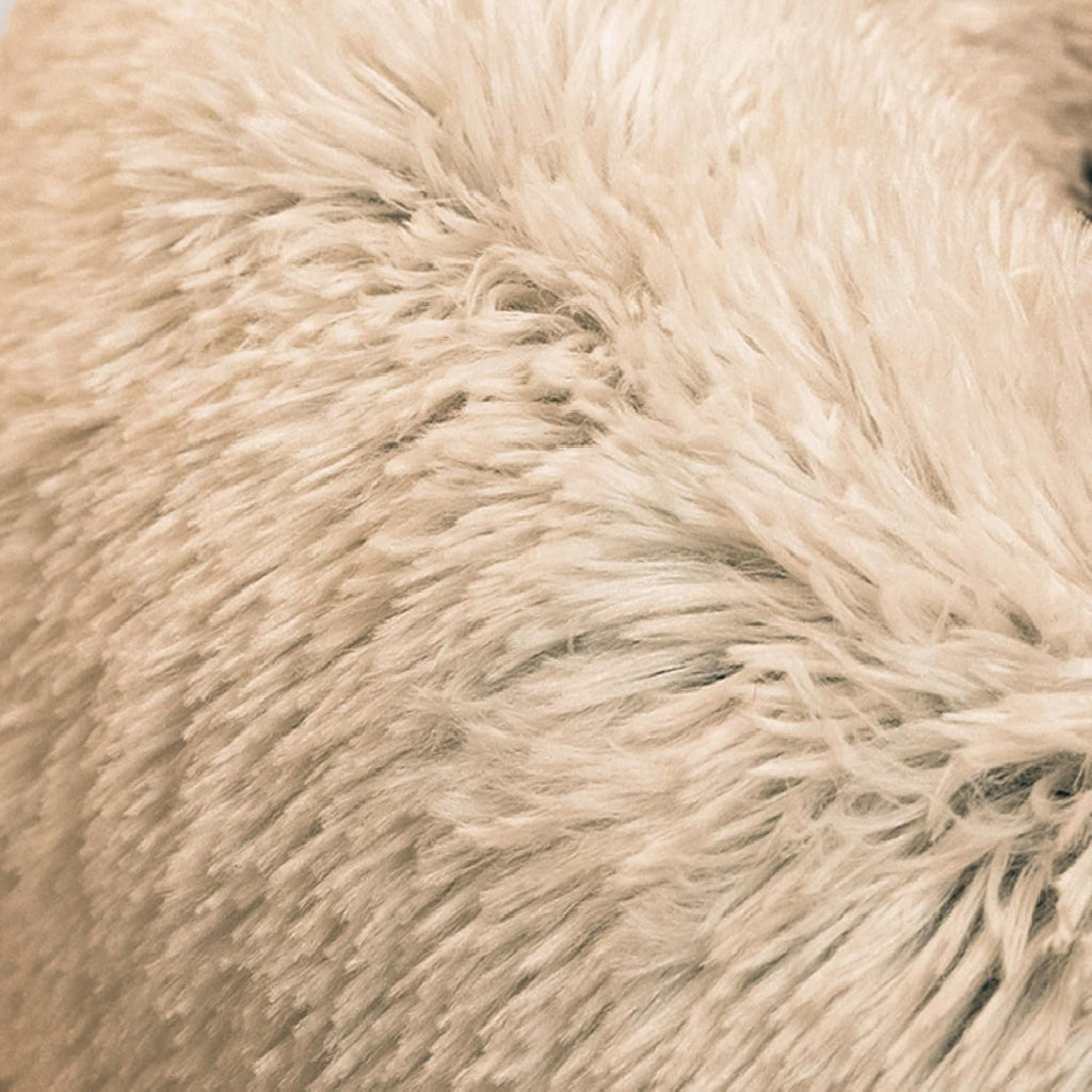 Best Friends by Sheri The Original Calming Donut Dog Bed – Washable Plush Pet Bed for XXL Breeds up to 210 lbs, Shag Faux Fur, Taupe, XXL (54" x 54")