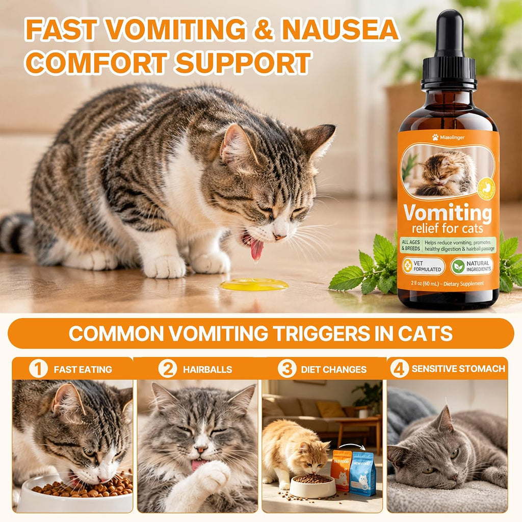 Cat Vomit Remedy, Targeted Treatment for Stomach Upset, Vomiting & Nausea