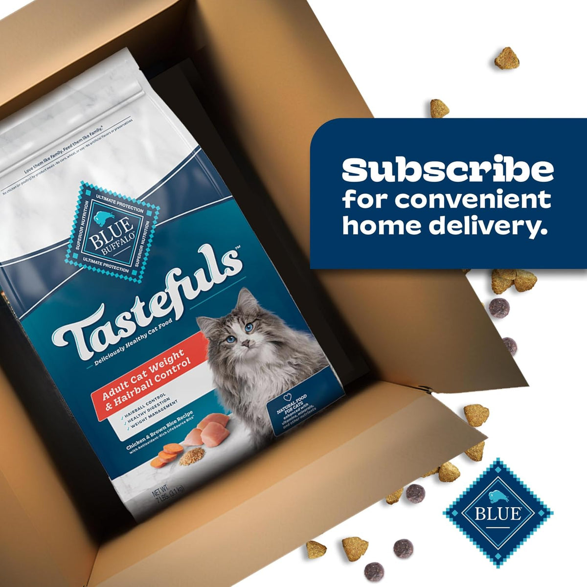 Blue Buffalo Tastefuls Chicken Weight & Hairball Control Dry Cat Food, 3 lb (Pack of 6)