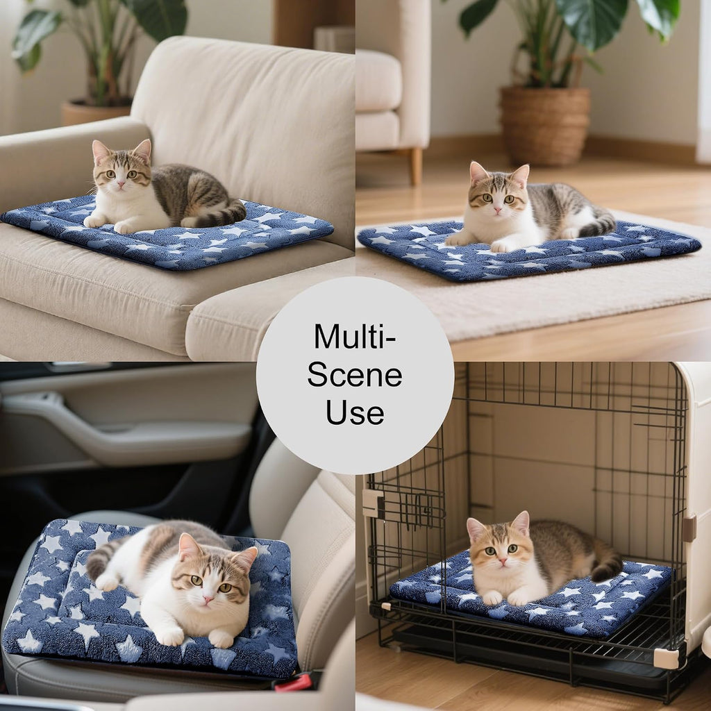 Dog Bed Mat, Reversible Crate Pad & Cute Dog Bed - Machine Washable Kennel Mat with Ultra Soft for Small Dogs & Cats