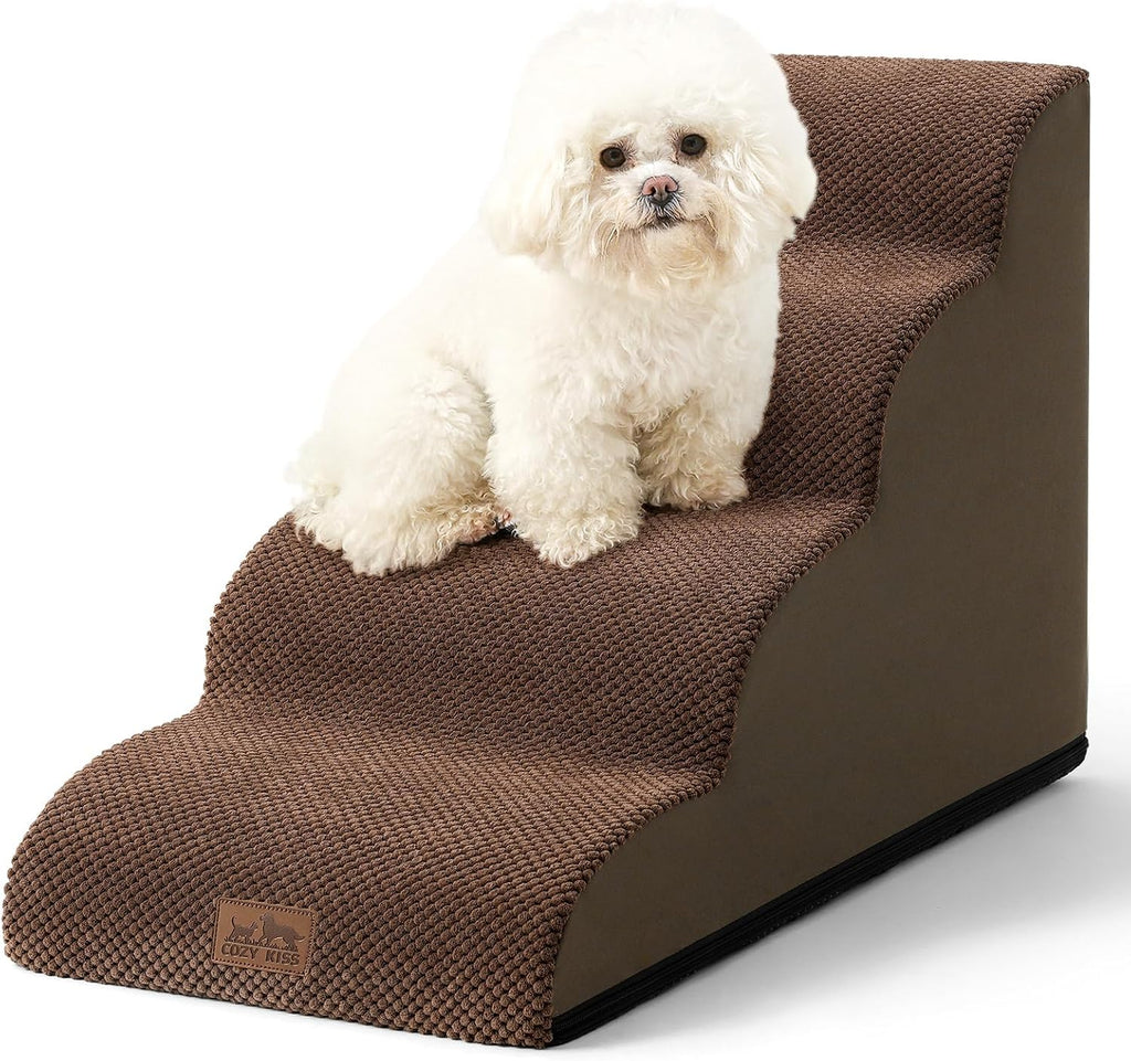 COZY KISS Dog Stairs for Small Dog 19.7" H, 4 Step Pet Ramp for Bed