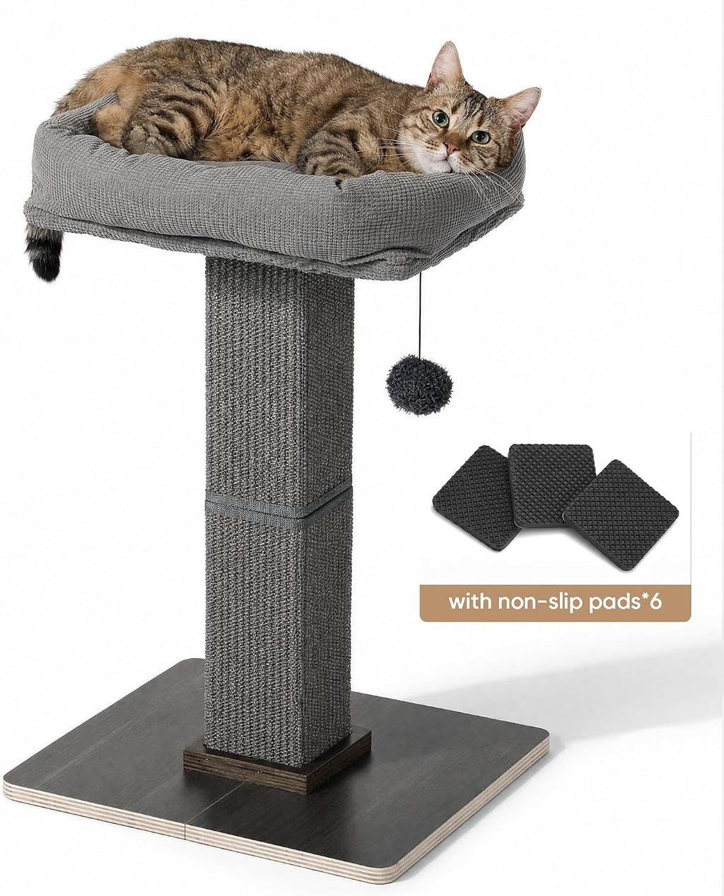 FUKUMARU Retro-Style Cat Scratching Post with Perch for Indoor Adult Cats