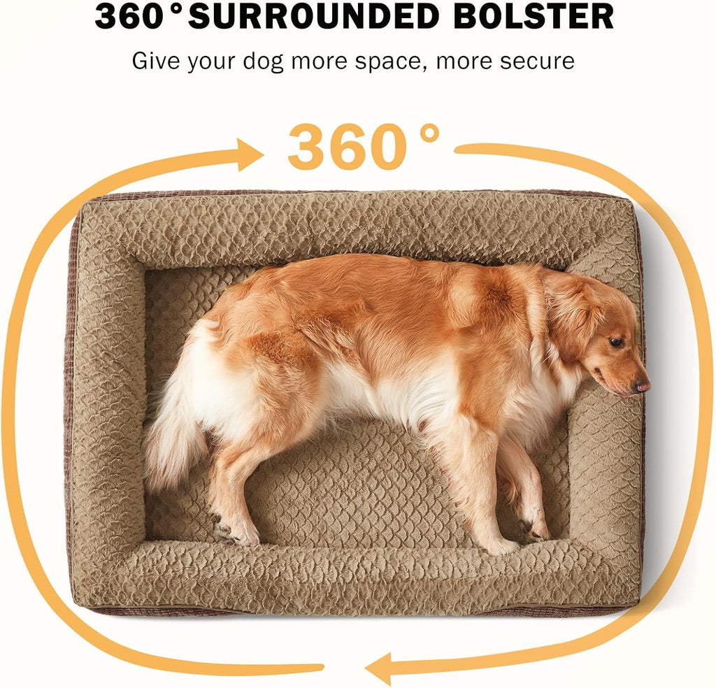INVENHO Orthopedic Dog Beds Large Sized, XL Washable Egg-Crate Memory Foam Dog Couch with Washable Removable Cover, Waterproof Lining and Nonskid Bottom