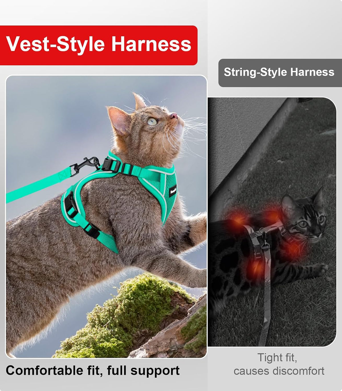 Cat Harness and Leash for Walking Escape Proof Soft Adjustable Cat Leash