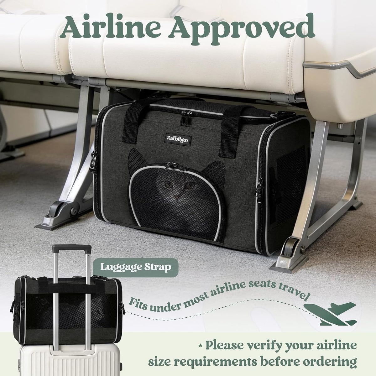 rabbitgoo Cat Carrier Soft with Safety Buckles, Sturdy Comfortable Pet Bag