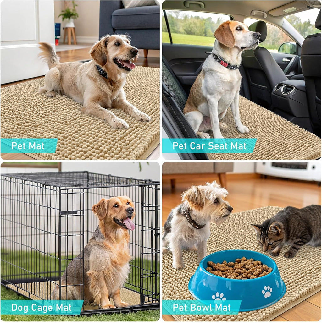 OLANLY Dog Door Mat for Muddy Paws 45x27, Super Absorbent Chenille Mud Mat