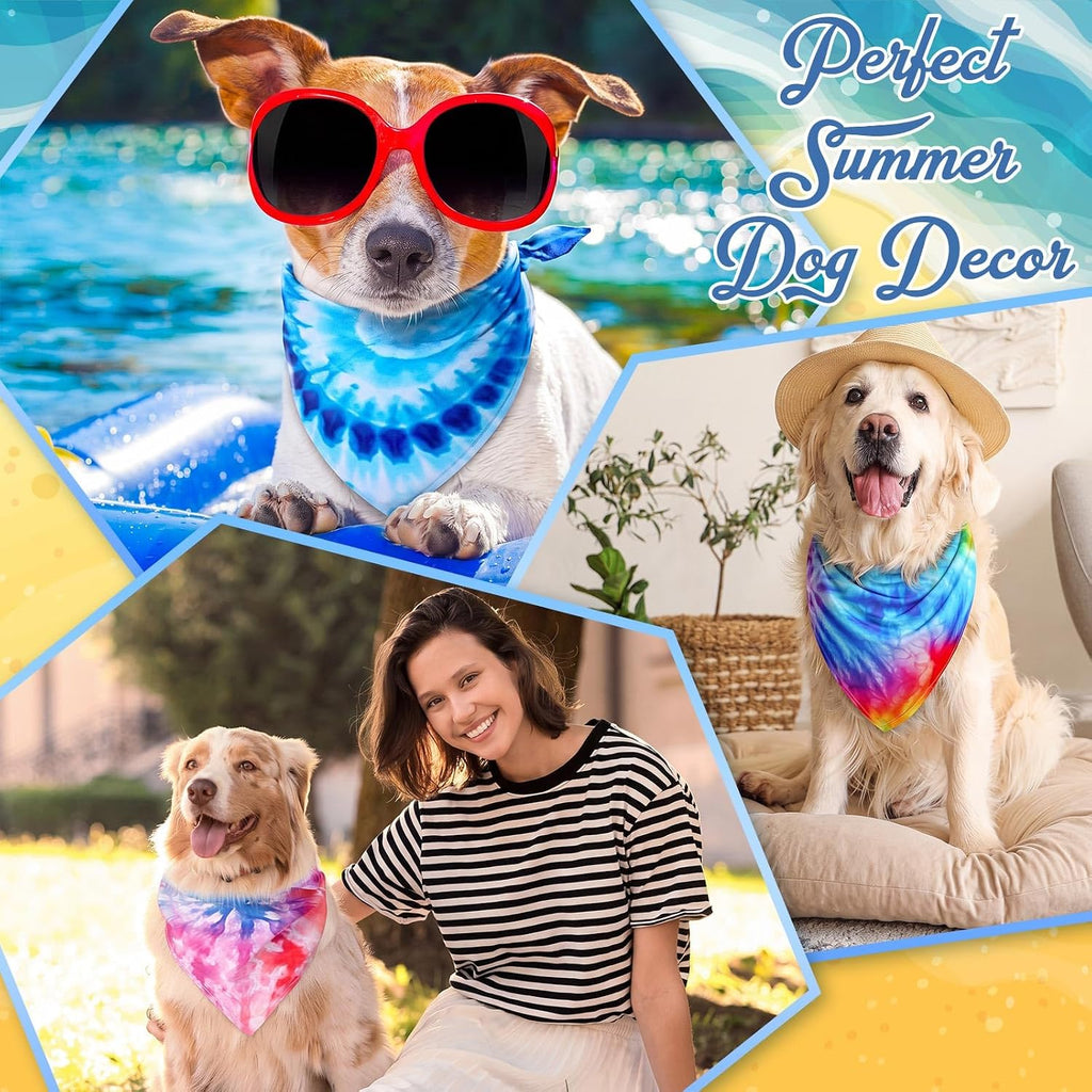 Huhumy 50 Pcs Tie Dye Dog Bandanas Bulk XL Tie Dye Bandanas for Dogs