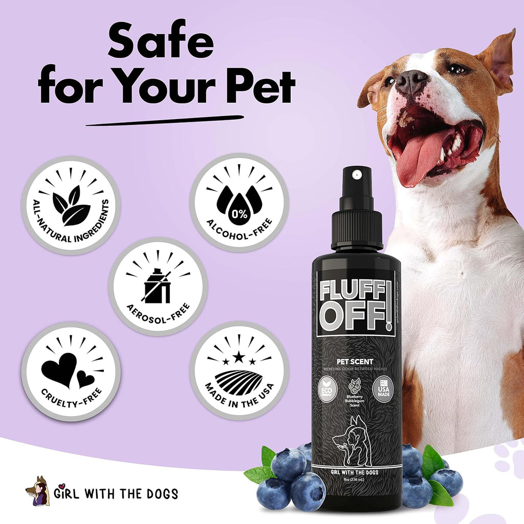 Fluff Off! by Girl With The Dogs, Natural Deshedding Dog & Cat Shampoo 16 Oz and Pet Scent 8 Oz