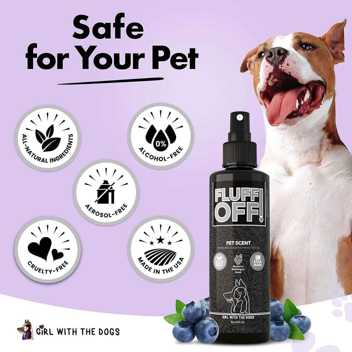 Fluff Off! by Girl With The Dogs, Natural Deshedding Dog & Cat Shampoo 16 Oz and Pet Scent 8 Oz
