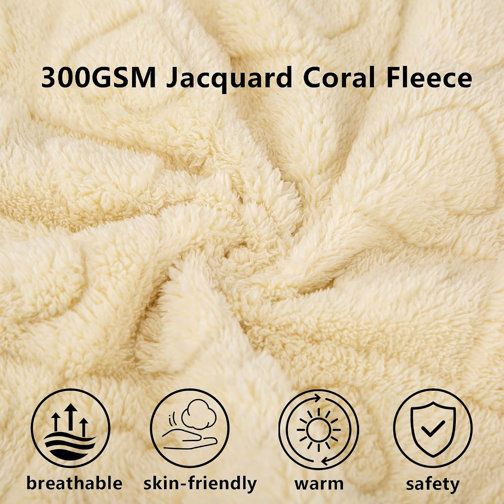 gogobunny Large Pet Blanket for Dogs Cats, Ultra Soft 300GSM Coral Fleece Washable Furniture Protector for Couch Bed Car Seat, Calming Crate Mat Blanket for Large Breeds, Beige, 60x80IN
