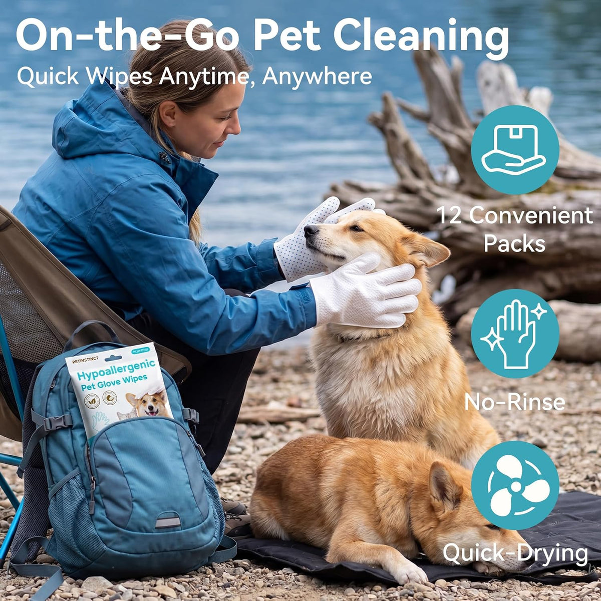 Pet Glove Wipes Pro, Massage Grooming for Dogs & Cats