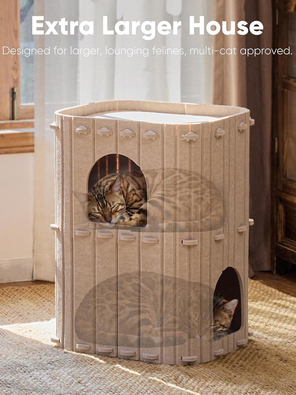 FUKUMARU Cat House for Indoor Cats, Warm Felt Cat Bed, Scratch Resistant