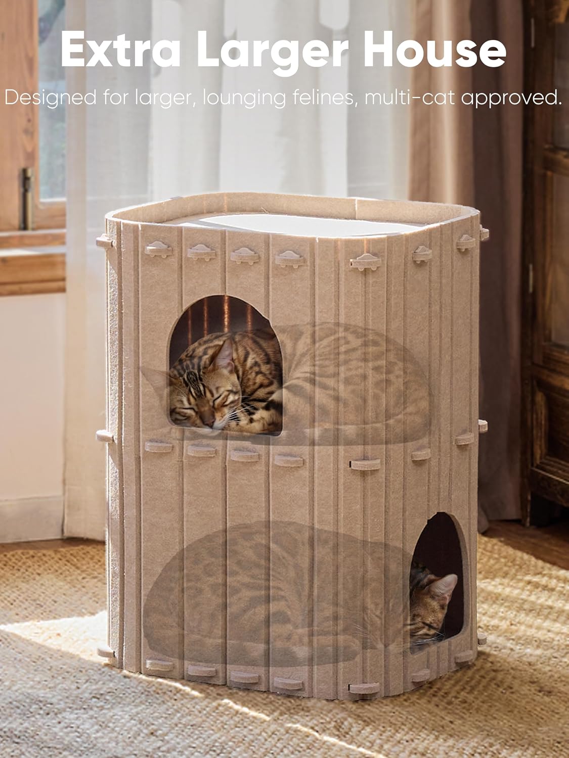 FUKUMARU Cat House for Indoor Cats, Warm Felt Cat Bed, Scratch Resistant