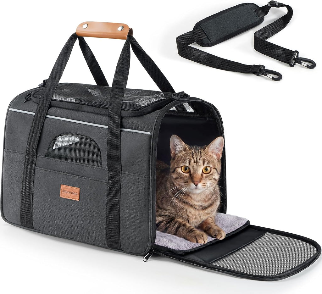 Morpilot Airline Approved Cat Carrier for Pets up to 15lbs,16.5" x11" x11"