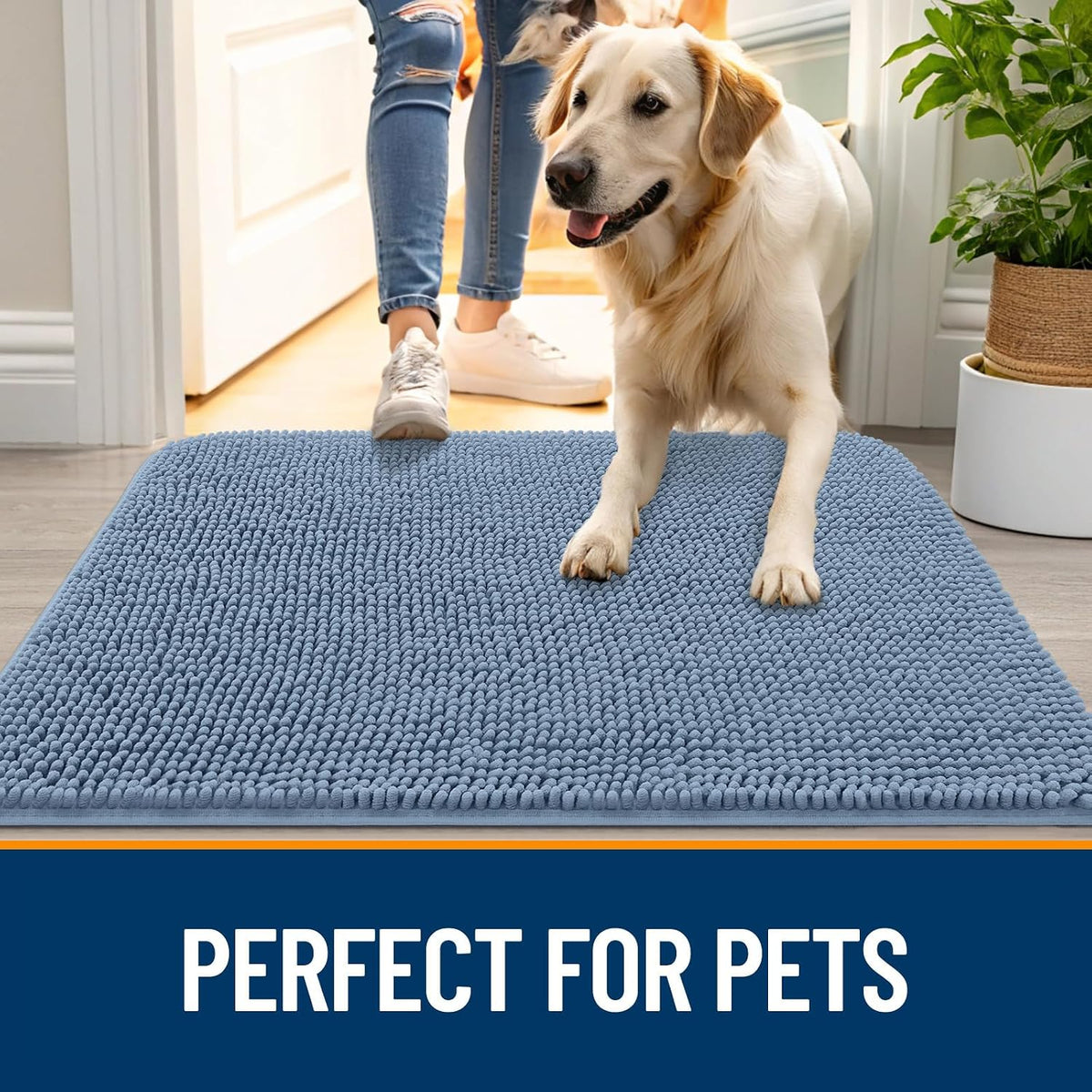 OLANLY Dog Door Mat for Muddy Paws 47x17, Super Absorbent Chenille Mud Mat