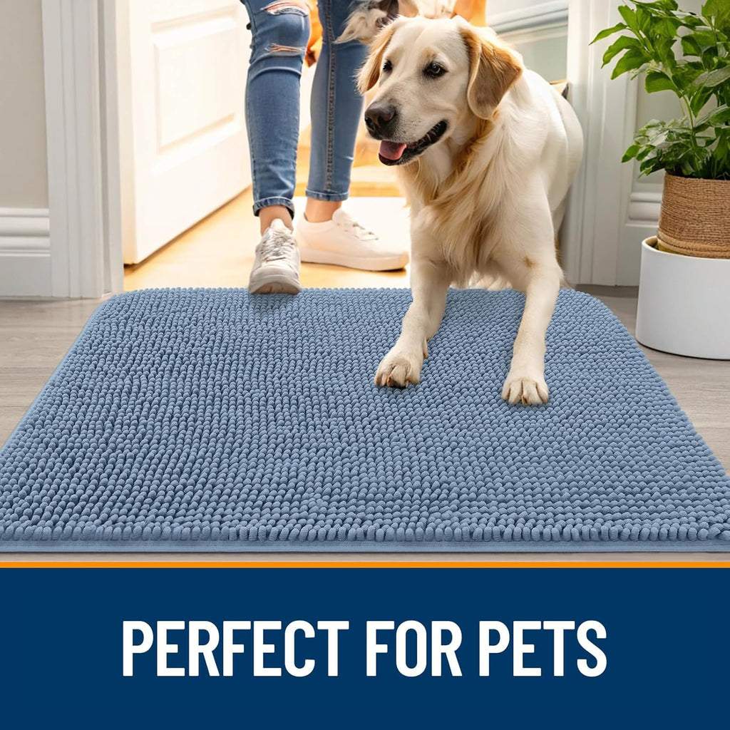 OLANLY Dog Door Mat for Muddy Paws 59x20, Super Absorbent Chenille Mud Mat