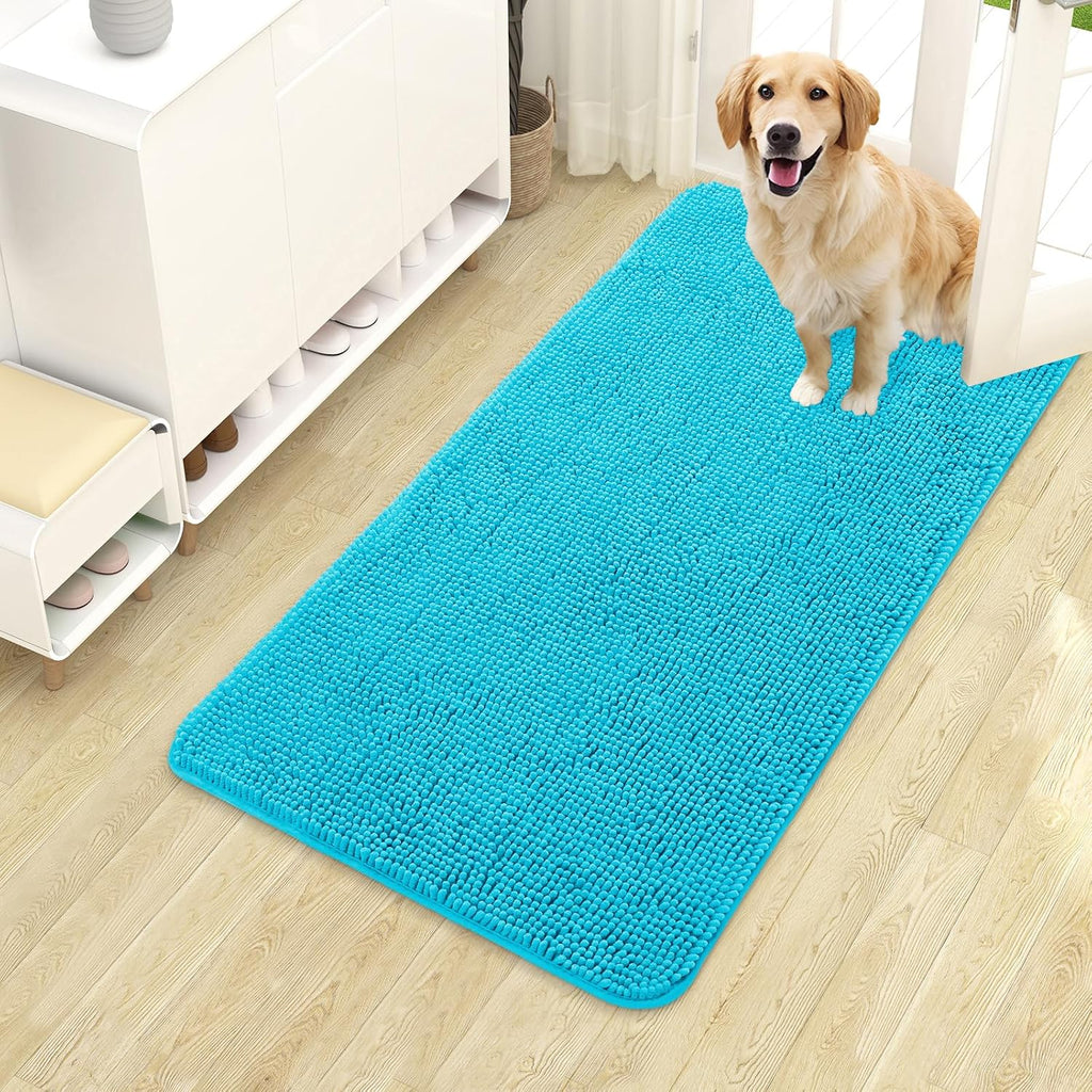 OLANLY Dog Door Mat for Muddy Paws 40x24, Super Absorbent Chenille Mud Mat