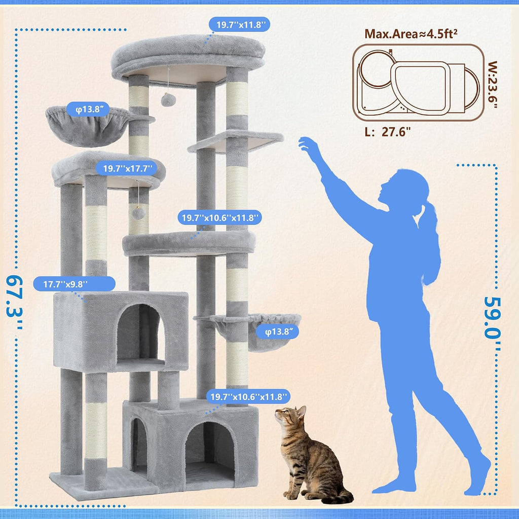 Hey-brother Cat Tree Tower with Tiered Padded Platforms, Condos, MPJ084W