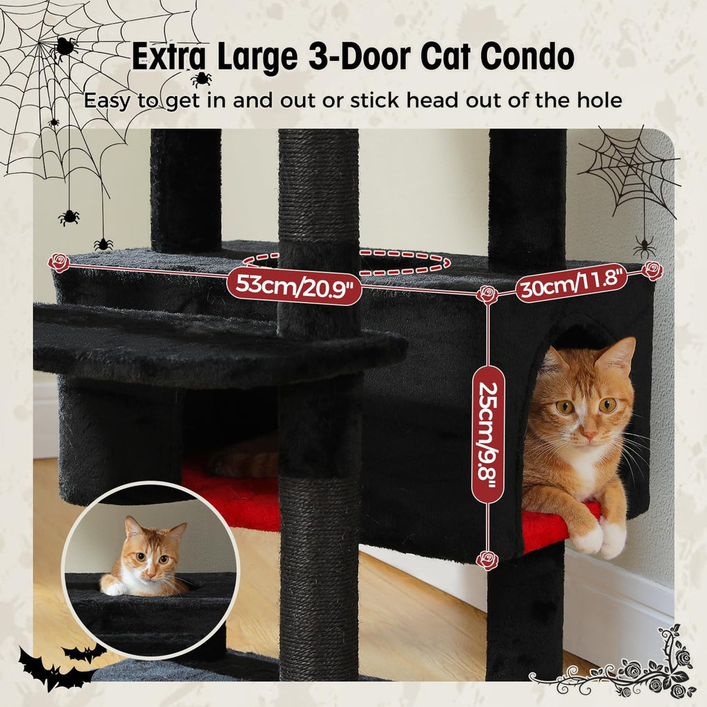 PAWZ Road Gothic Cat Tree 72" Cat Tower with Condos&Hammock for Large Cats