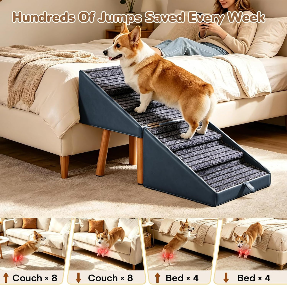 Pet Stairs for beds Foldable Dog Steps for high beds