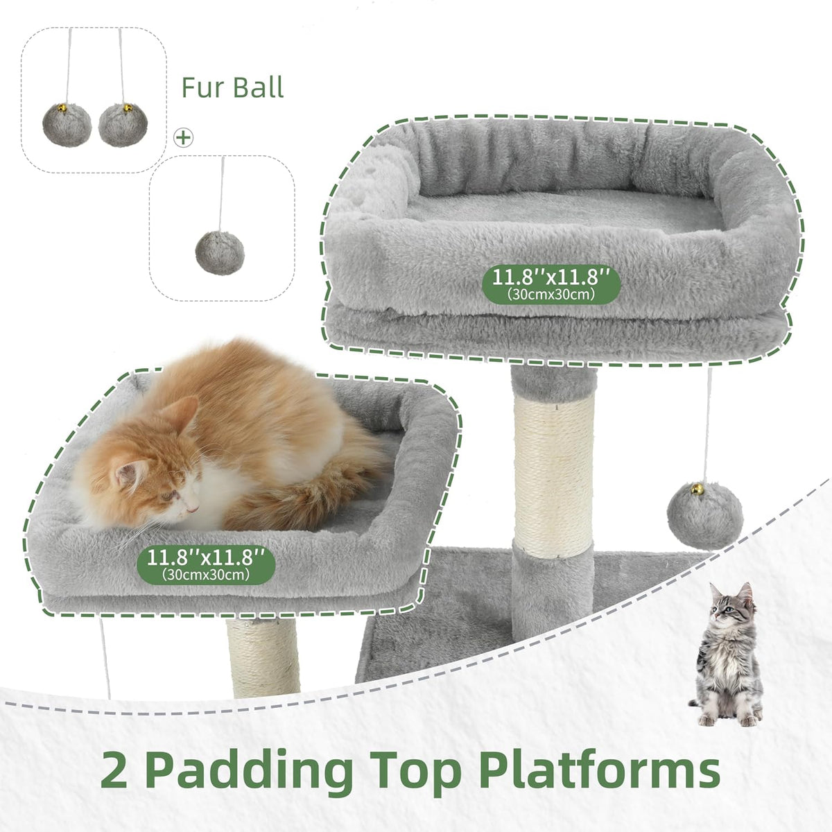 Gitelsnour Cat Tree Tower Multi-Level with 2 Scratching Boards, GCT022W