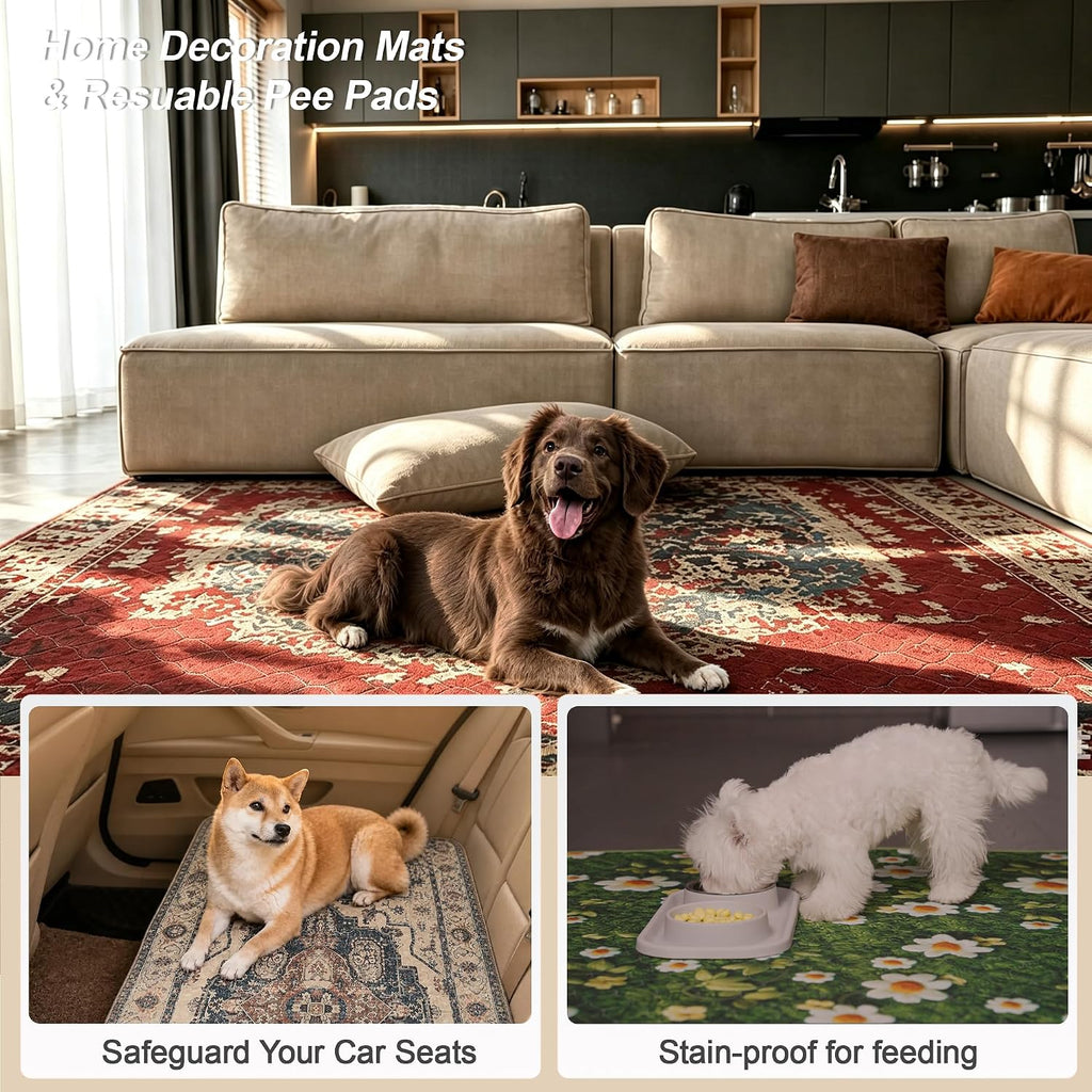 Tapete Higiênico Lavável e Reutilizável para Cães, 24x48 Polegadas, 2 Unidades | Waterproof, Leak-Proof, Absorbent & Non-Slip, 24"x48" Bedding Potty Training Mat for Small Animal Rabbit Bunny Hamster Rat