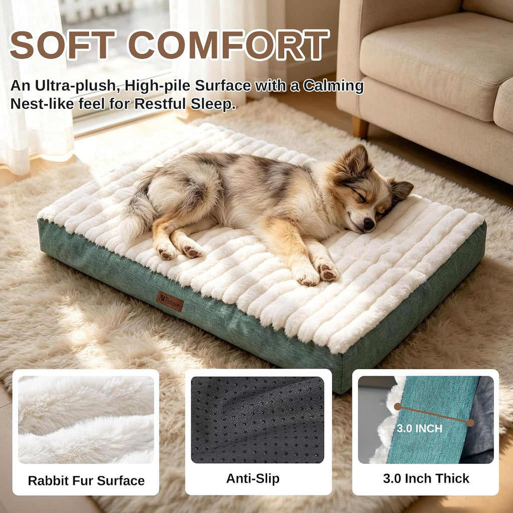 Orthopedic Dog Bed for Large Dogs,Firm Egg Crate Foam,Non-Slip Bottom,Green