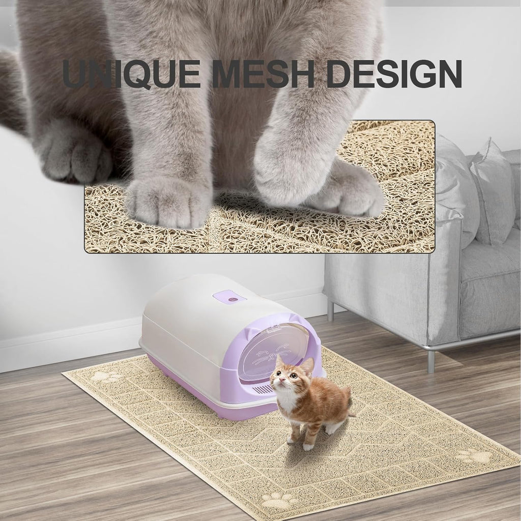 Cat Litter Box Mat, 35" x 24" Large Waterproof Litter Trapping Mat | Thick Mesh Traps Litter, Non-Slip Kitty Litter Mat for Indoor Cat, Soft Paws, BPA-Free, Multi-Use, Easy Clean, Large Coverage