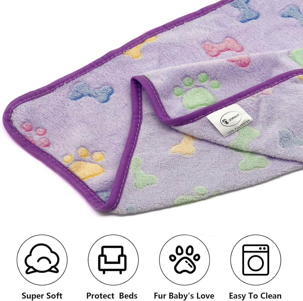 1 Pack 3 Puppy Blankets Super Soft Warm Sleep Mat Bone Print Cute Blanket Fluffy Premium Fleece Pet Blanket Flannel Throw Dog Blankets for Small Dogs Puppy Cat,Small(23"x15")
