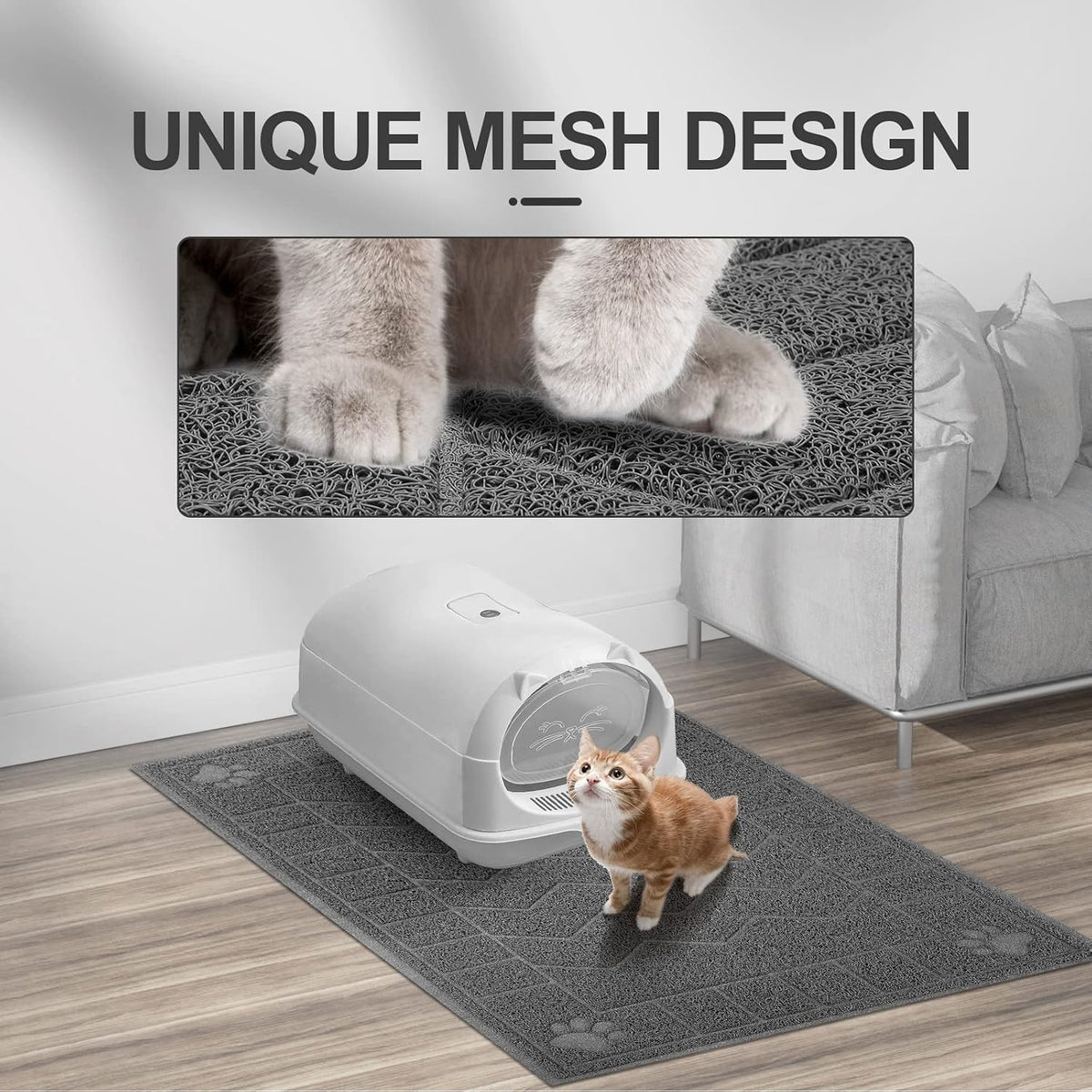 Cat Litter Box Mat, 47" x 35" Large Waterproof Litter Trapping Mat | XL Large Size Thick Mesh Traps Litter, Non-Slip Kitty Litter Mat for Indoor Cat, Soft Paws, Multi-Use, Durable, Easy Clean