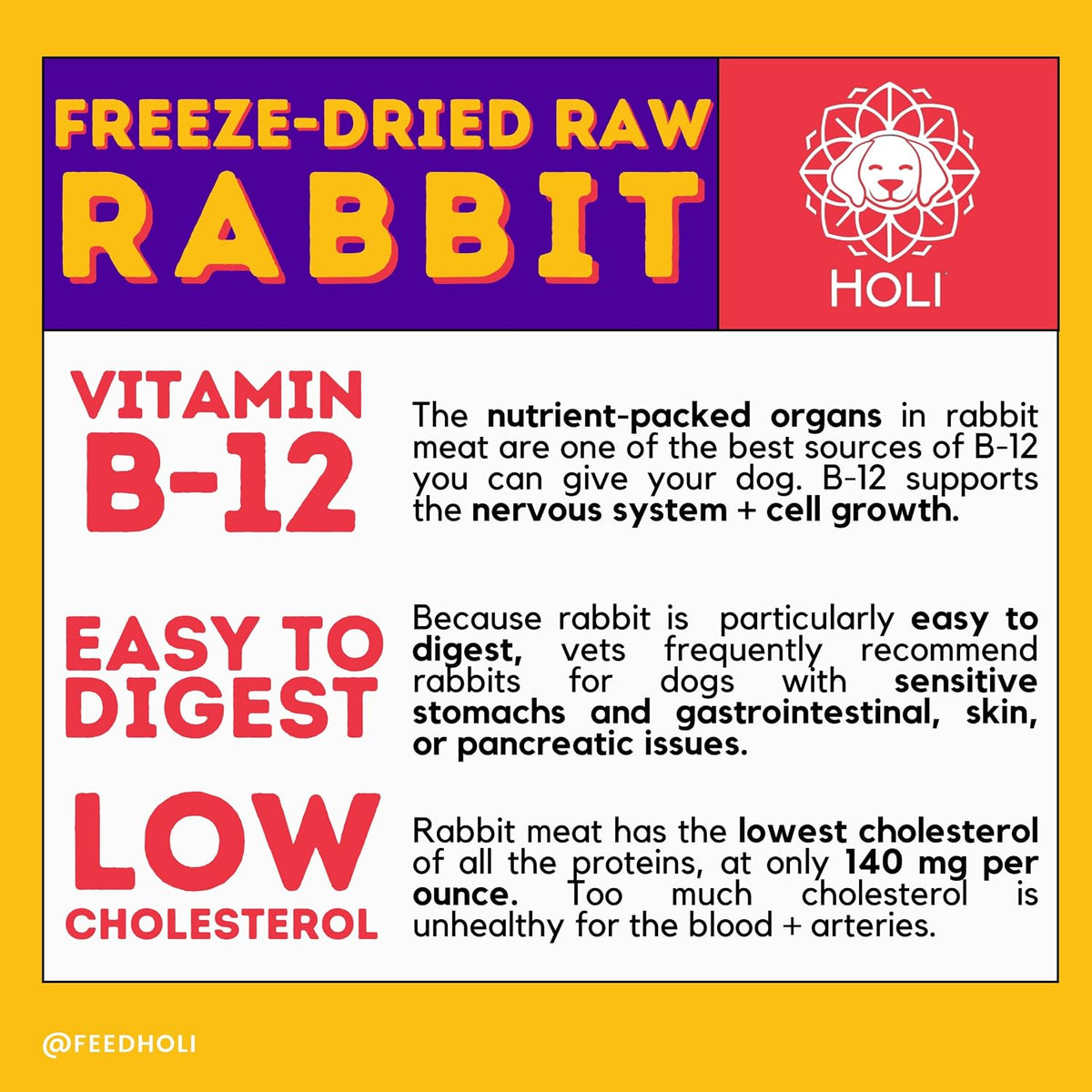 HOLI Freeze Dried Rabbit Dog Treats – Single Ingredient Freeze Dried Rabbit Treats for Dogs – All Natural – High Value Training Treats - 1.75 oz