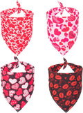 ADOGGYGO 4 Pack Valentine Dog Bandana Triangle Pet Scarf Red Pink Heart Pattern Valentine Bandanas for Small Dogs Pets (Small)
