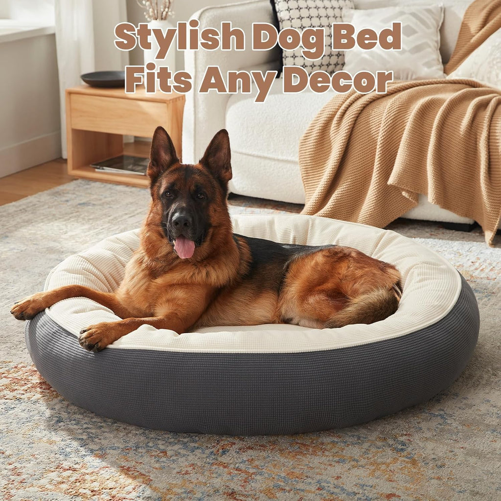 45 inch Soft Touch Fleece Donut Dog Bed for Extra Large Dogs,Grey