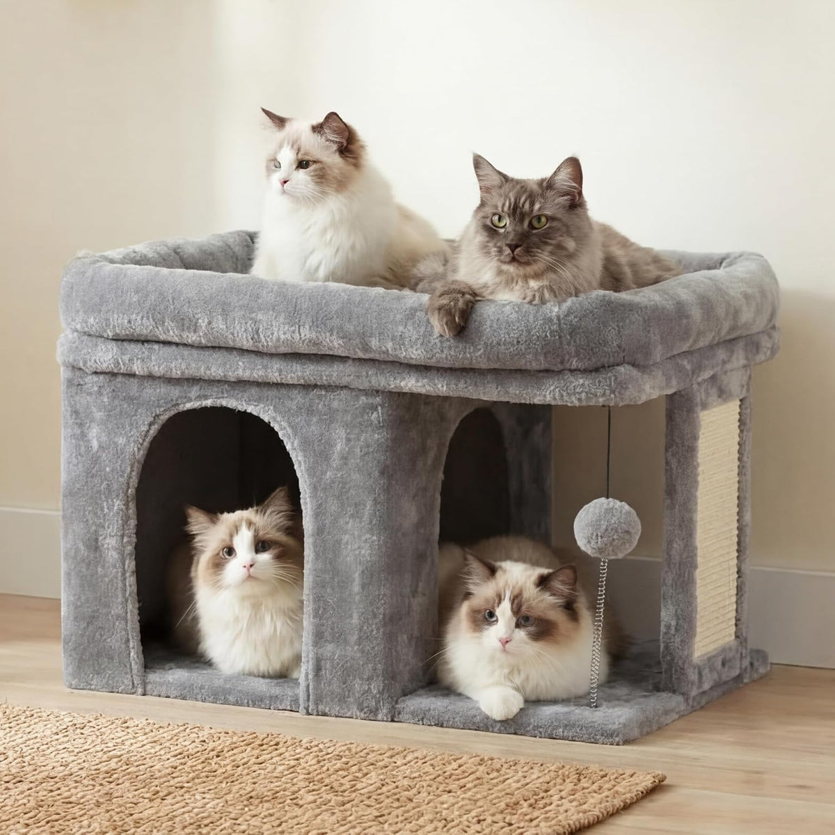 Heybly Cat Tree, 14" Cat Tower with Large Cat Bed & Condo HCT203SW