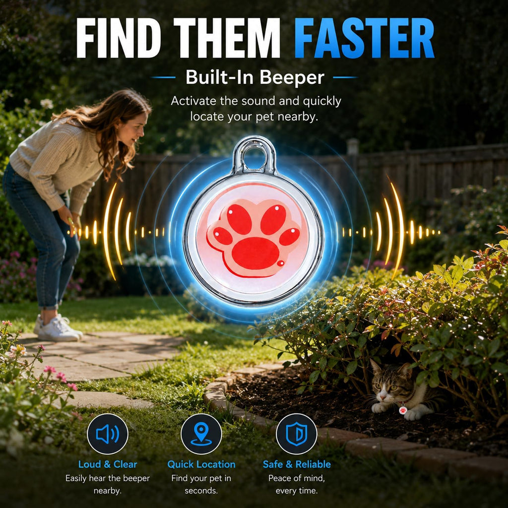 GPS Tracker for Dogs, Smart Pet Tracker Collar, Real-Time Location Tracking, Pet Location Tracker, No Monthly Fee, No SIM Card, IP68 Waterproof, History Log, Audible Alerts, iOS & Android Compatible