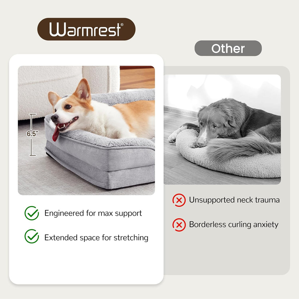 Large Orthopedic Dog Bed for Medium Dogs, Removable Washable, Grey