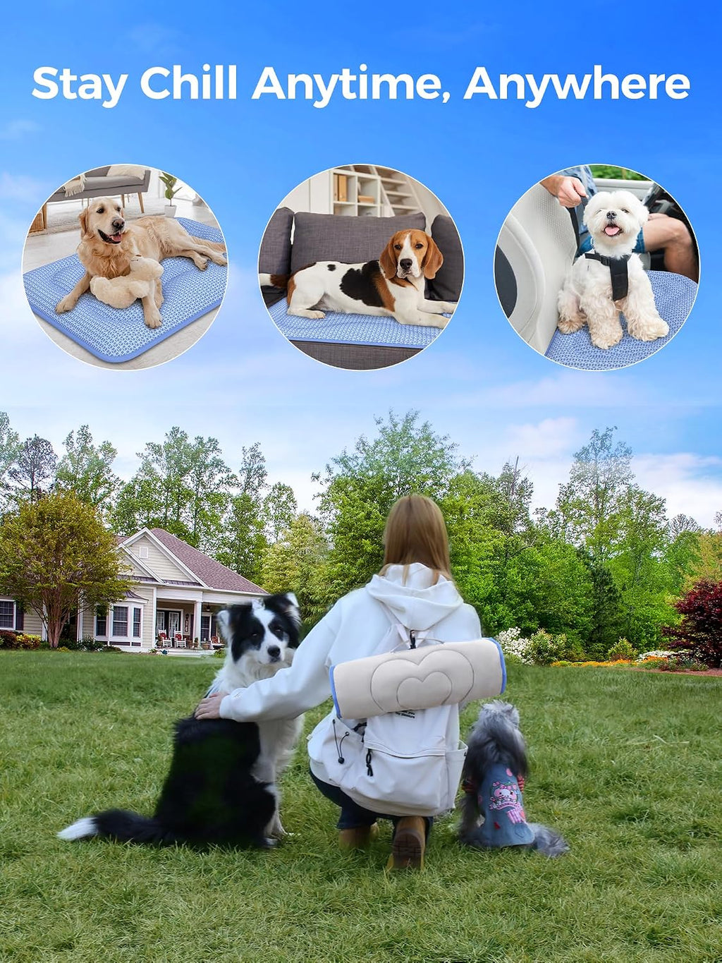 Rywell Thickened Cooling Mat for Dogs, 44 x 32In, Suitable for All Seasons