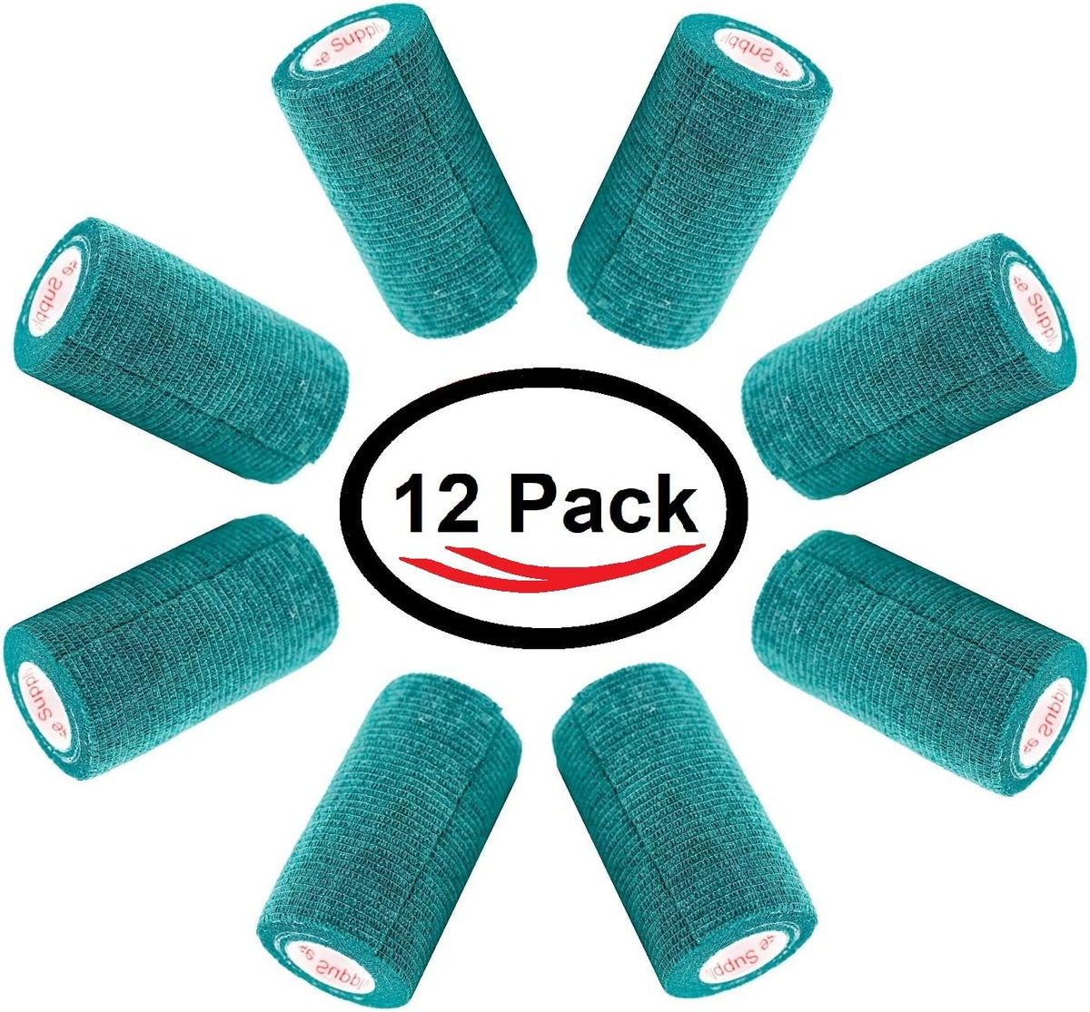 3 Inch Vet Wrap Tape Bulk (Hunter Green) (Pack of 12) Self Adhesive Adherent Adhering Flex Bandage Grip Roll for Dog Cat Pet Horse