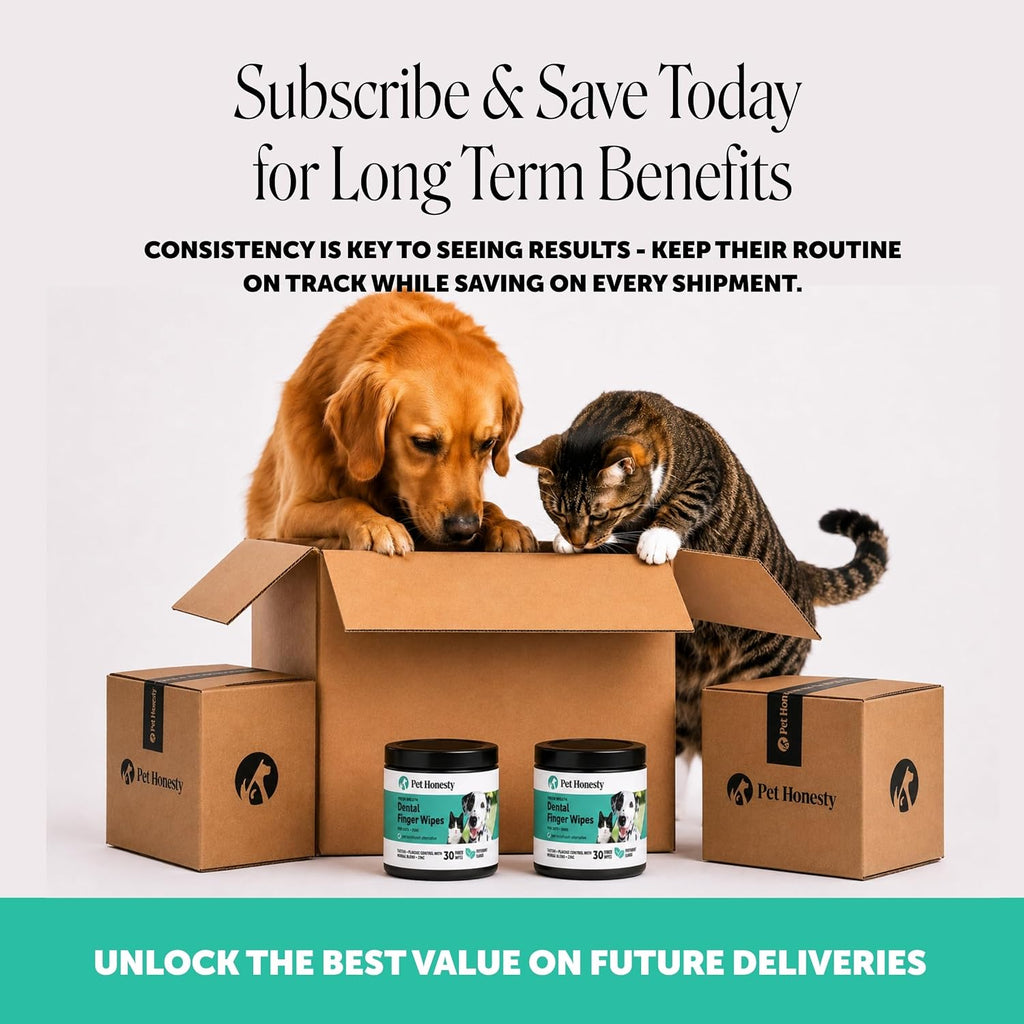 Pet Honesty Vet Recommended Cat & Dog Dental Wipes with Zinc, 30 ct