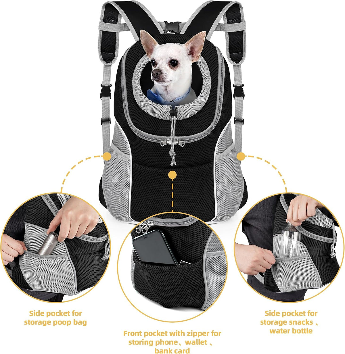 WOYYHO Pet Dog Carrier Backpack, Ventilated Small Dog Front Backpack