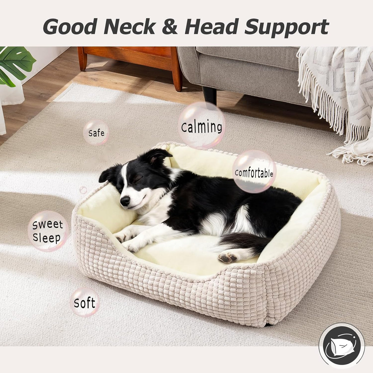 MIXJOY Dog Beds for Medium Dogs Washable, Rectangle Pet Bed Medium Size Dog, Orthopedic Sleeping Pet Sofa Bed, Soft Calming Cat Beds for Indoor Cats, Anti-Slip Bottom with Multiple Size