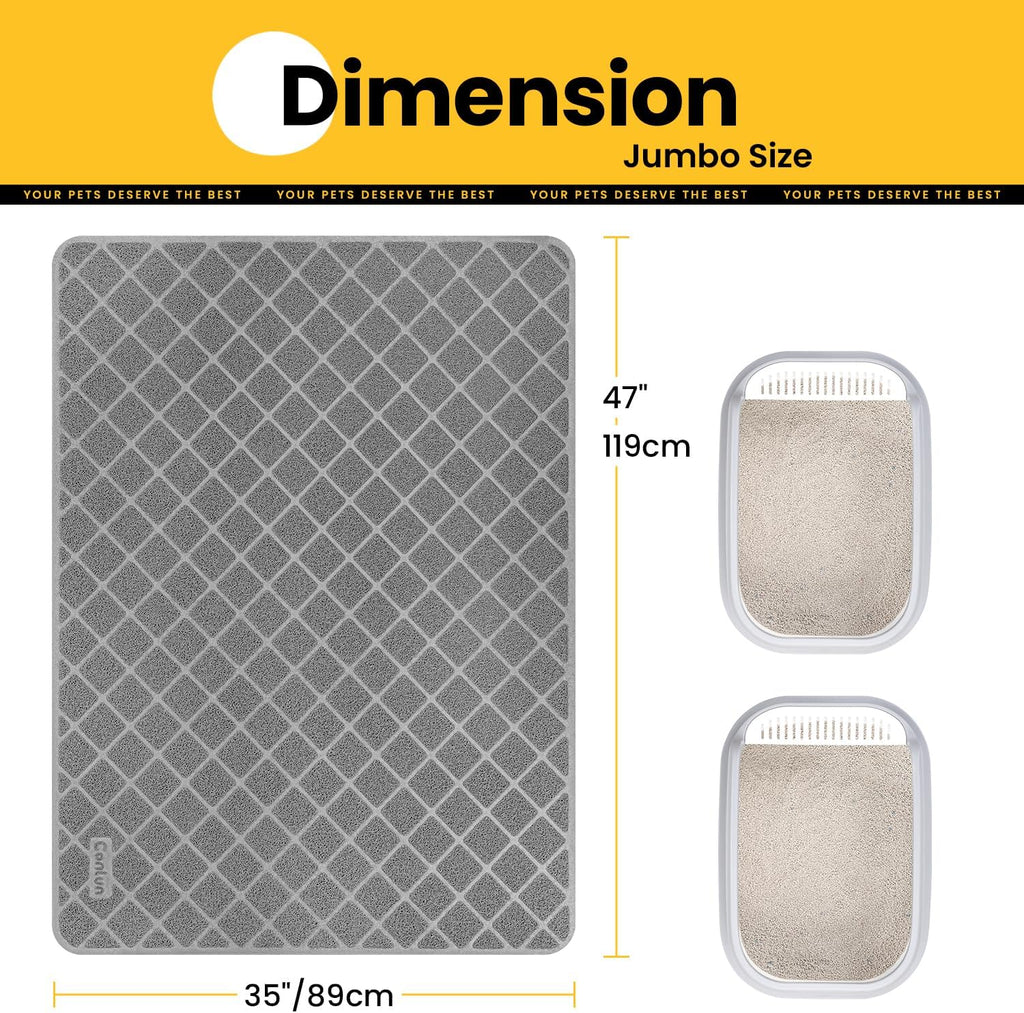 Conlun Cat Litter Mat Litter Trapping Mat, 47" x 35" Premium Durable PVC Grid Mesh with Scatter Control, Non-slip, Less Waste Cat Litter Box Mat, Soft on Kitty’s Paws, Urine Waterproof