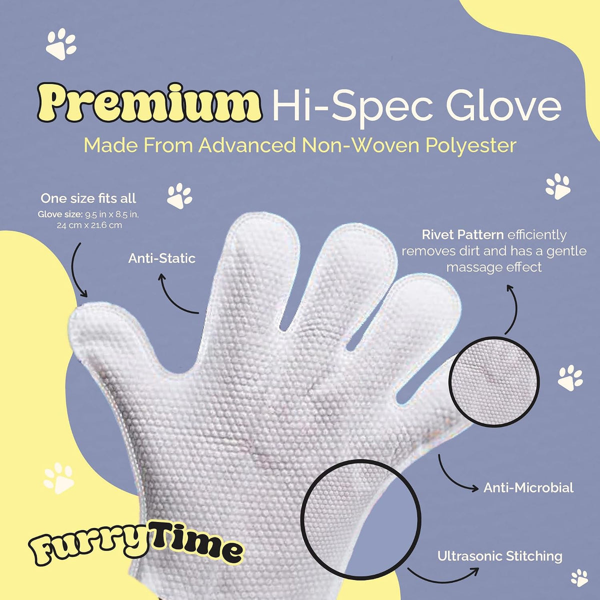 FURRYTIME Pet Cleaning Glove Wipes for Dogs & Cats, 30 Gloves, Hypoallergenic Pet Wipes Disposable No-Rinse Grooming, Extra Thick Bathing Wipes, Pet Dry Cleaning Paws, Coat, Ears, Eye Area, Butt | Hypoallergenic, Lick-Safe, Full-Body Grooming & Deodori...