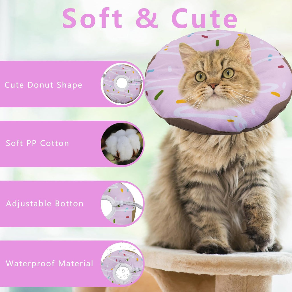 Seyezo Cat Cone Collar Soft, Adjustable Cat Recovery Cone Waterproof Purple