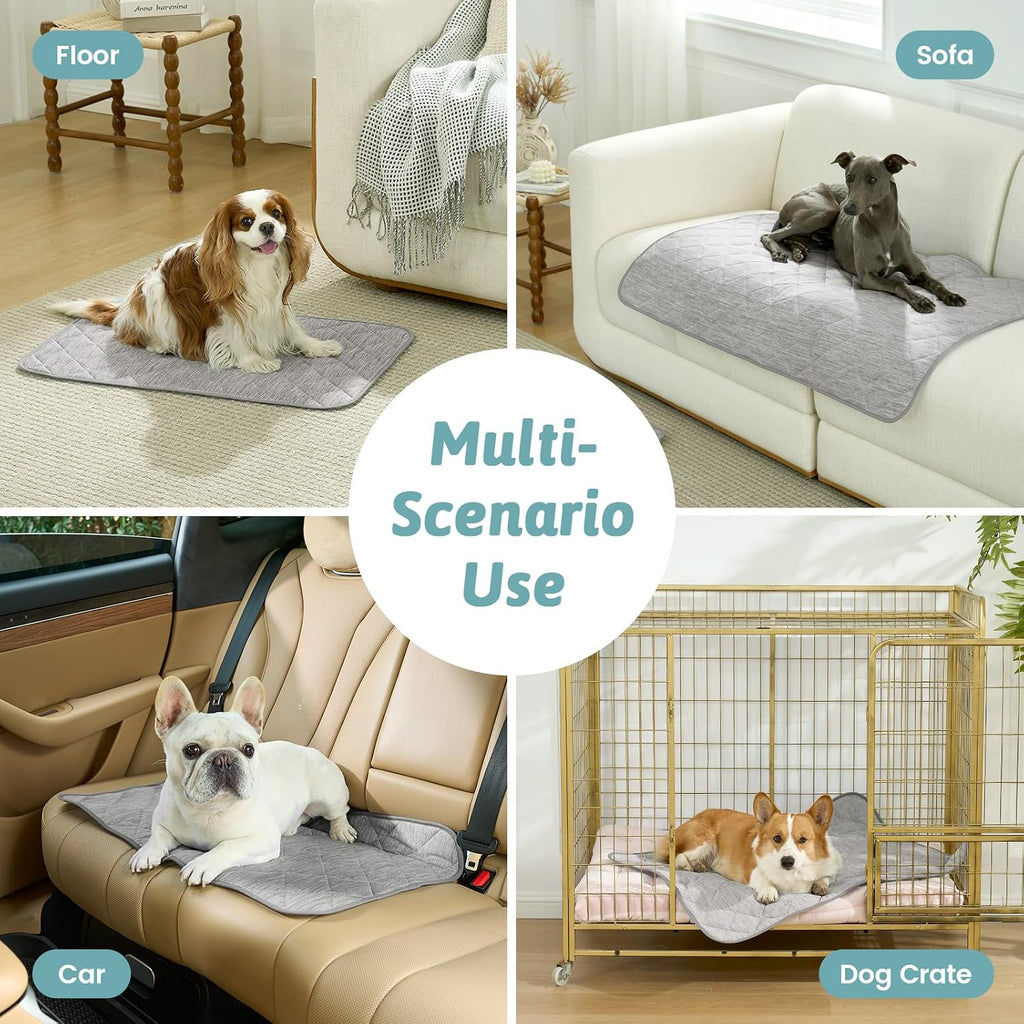 COZY KISS Dog Cooling Mat 27"x36" Q-Max>0.4, Waterproof Pet Bed Cover, Non-Slip Dog Bed Mat, Washable Cooling Pad for Small Dogs, Cats, Crate, Couch, Furniture Protector(Gray)