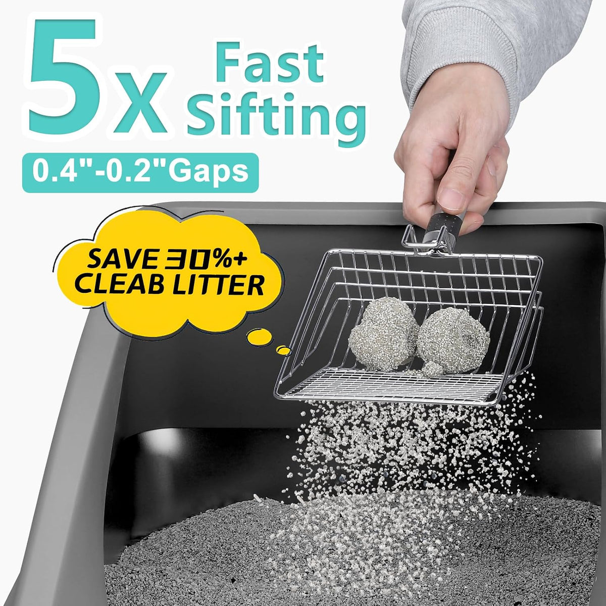 AIPERRO Stainless Steel Litter Box | XXL Deepened 8" Design Metal Cat Box | High Sided with Lid for Big Cats | Anti-Urine Leakage | Non-Stick Bottom & Easy to Clean | Includes Litter Mat & Metal Scoop